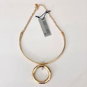 NWT Gorgeous Robert Lee Morris Gold Silver Open Circle Pendant Choker Necklace